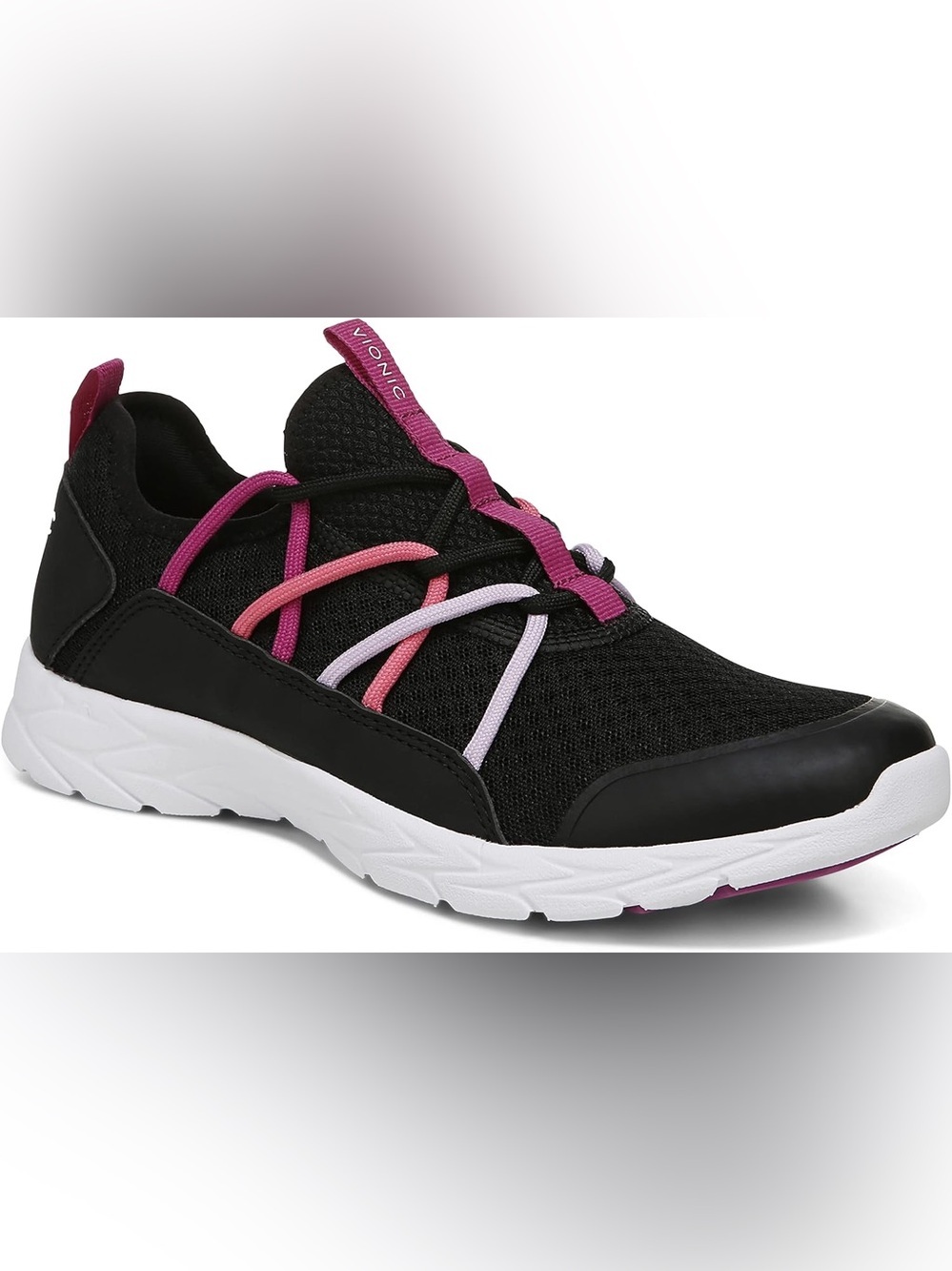 Vionic Women’s Black Sneaker with Pink & Lavender Accents Size 11